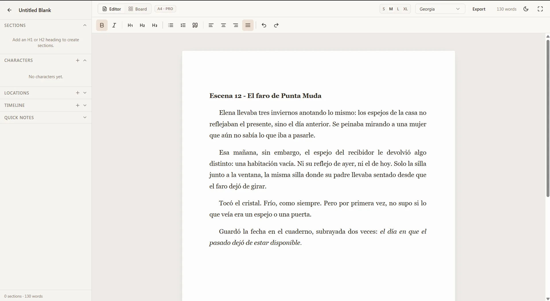 Captura de Narrative OS
